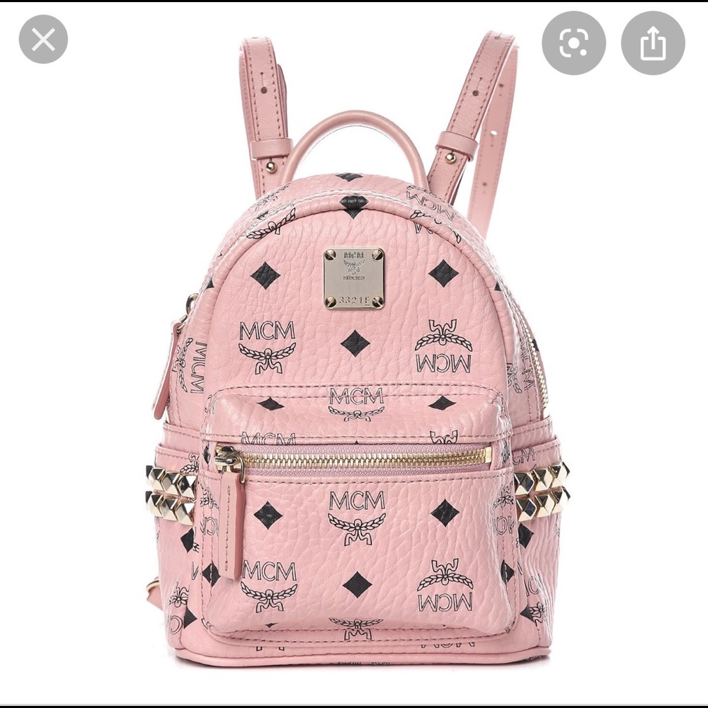 Authentic MCM side studded x-mini backpack -pink